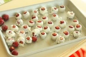 Frozen grapes, with a touch of yogurt!